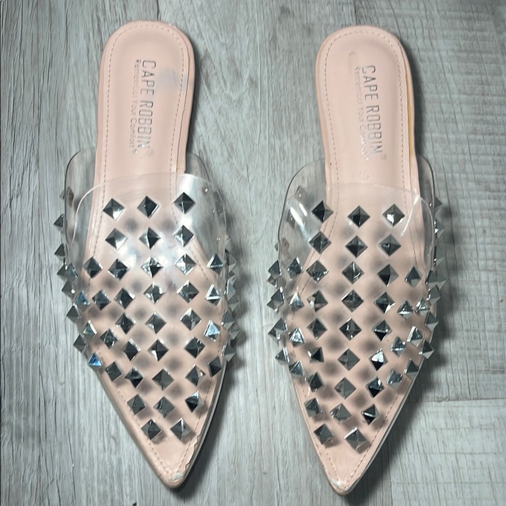 Cape Robbin Sierra Rhinestone Gem Pointy Toe Mule Flats Size 6.5